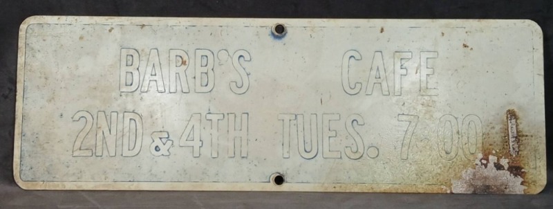 Vintage Barb's Cafe Metal Sign
