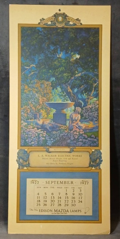 1927 Edison Mazda Lamps Advertising Calendar
