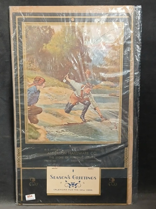 Vintage Calendar Featuring Fishing Artwork