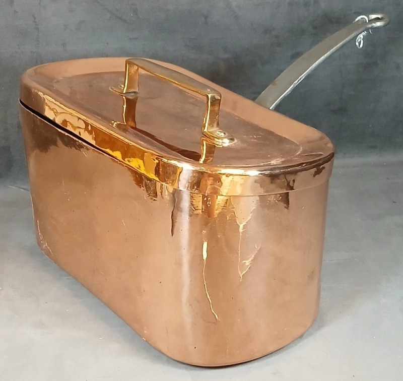 Copper Fish Poaching Pan with Lid