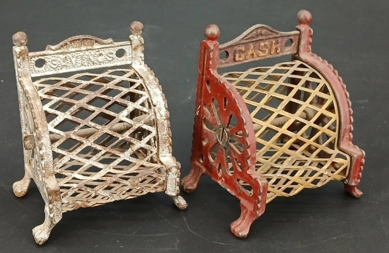 (2) Cast Iron and Mesh Still Banks