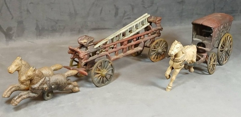 (2) Cast Iron Horse-Drawn Toys