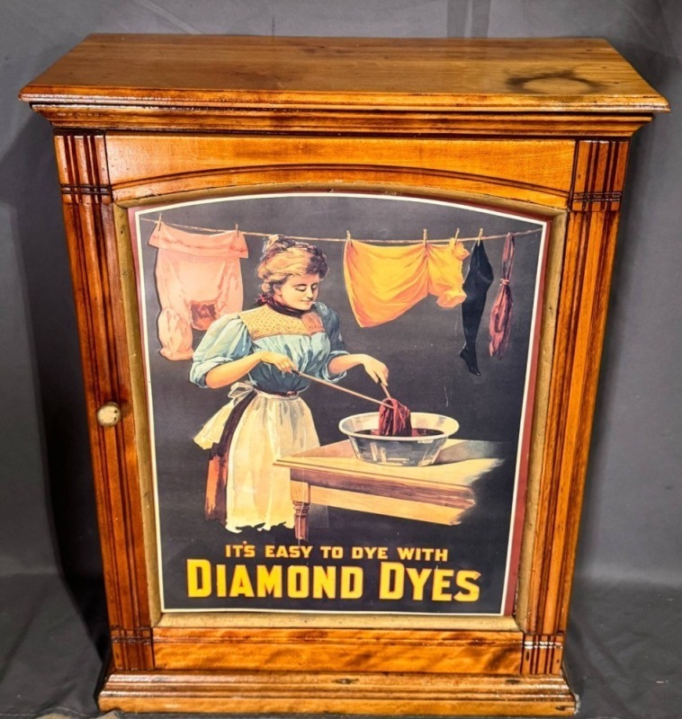 Wooden Dye Cabinet with Diamond Dyes Graphic