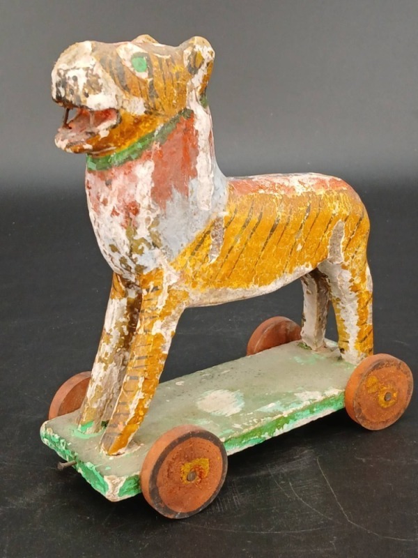 Hand-Painted Wooden Tiger Pull Toy