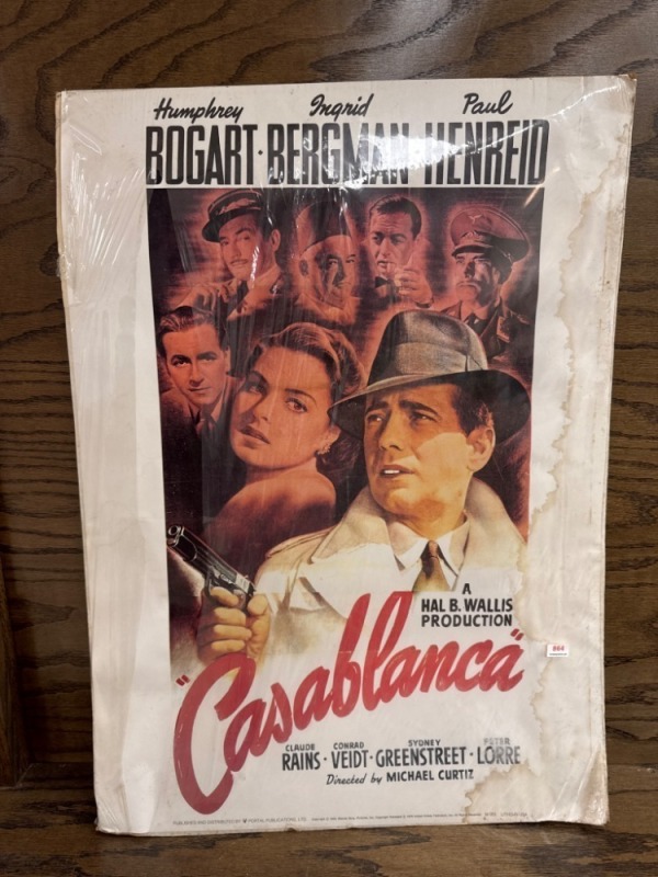 Casablanca Movie Poster, 1970 Reprint