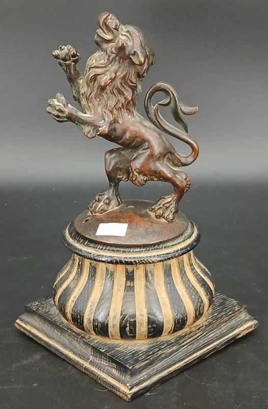 Antique Bronze-Style Lion Sculpture