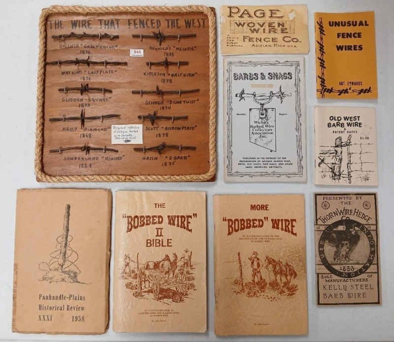 Barbed Wire Books and Antique Wire Samples Display