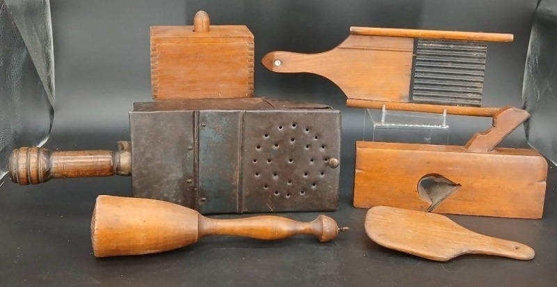 Early Wooden and Metal Tools and Kitchen Items