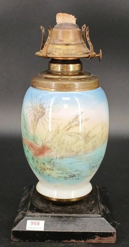 Hand-Painted Glass Kerosene Lamp