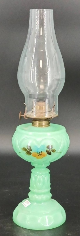 EAPG Tarentum Glass Heart with Thumbprint Oil Lamp