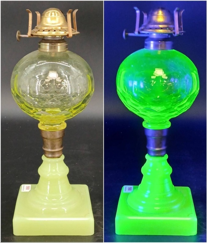Vaseline Glass Oil Lamp