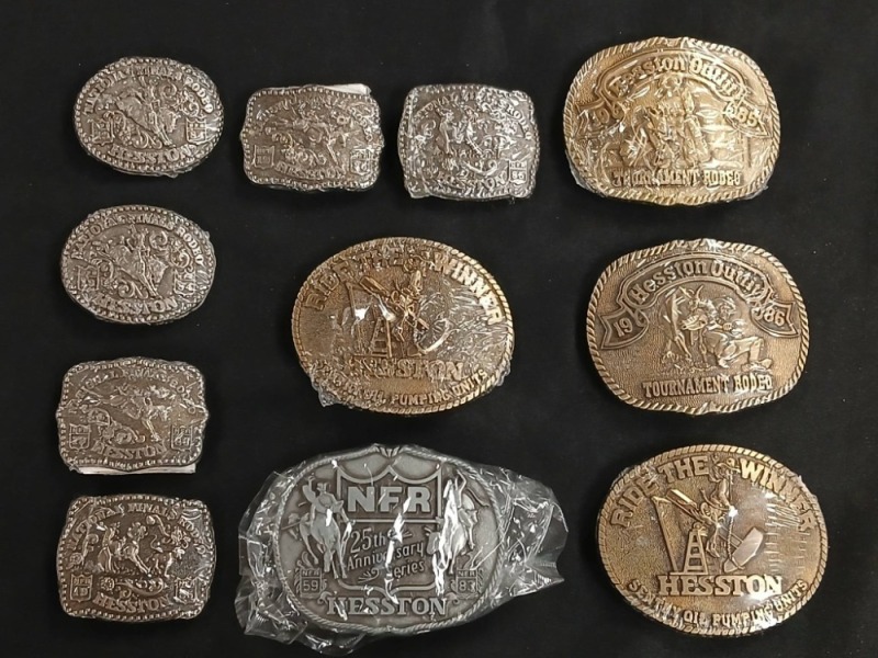(11) Hesston NFR Belt Buckles