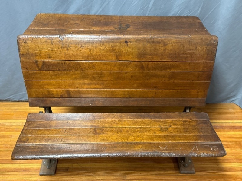 Vintage Wood and Cast Iron School Desk