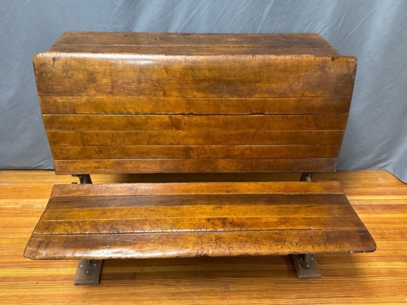 Vintage Wood and Cast Iron School Desk