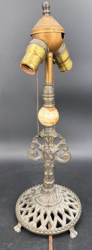 Cast Metal Lamp Base with Dual Sockets